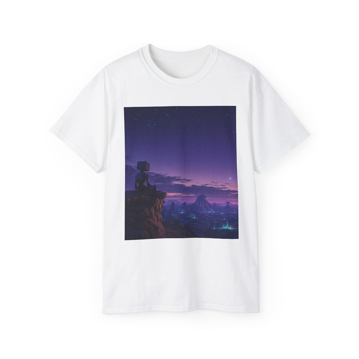 Robot Purple Mountain Landscape T-Shirt
