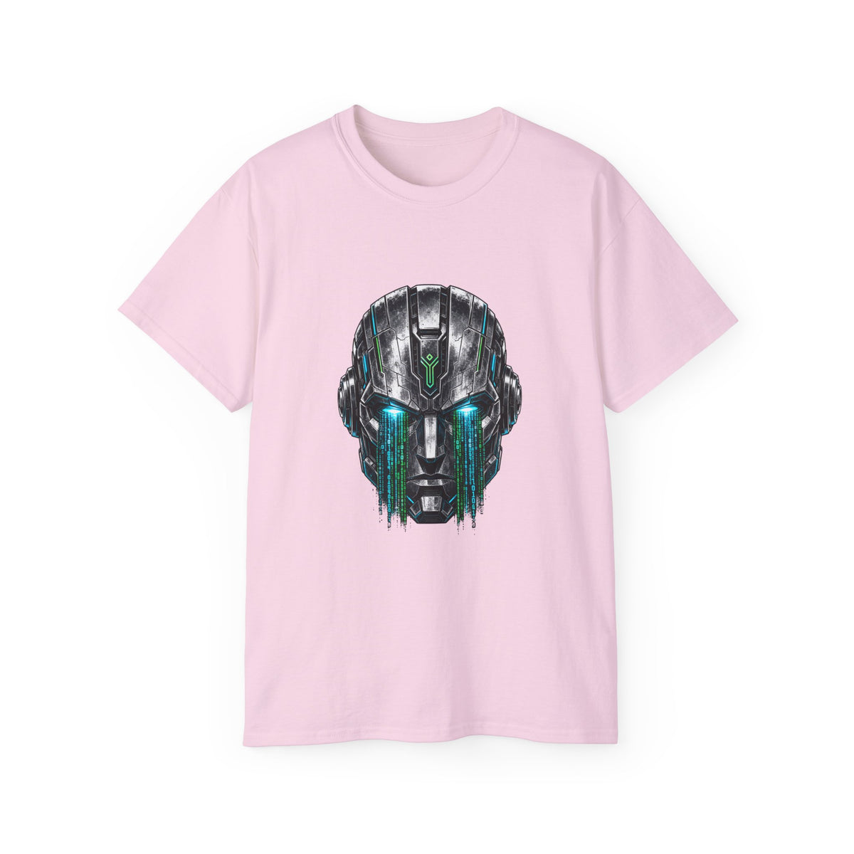 Robot Head Tee | Futuristic Robot Face, Dripping Neon Accents