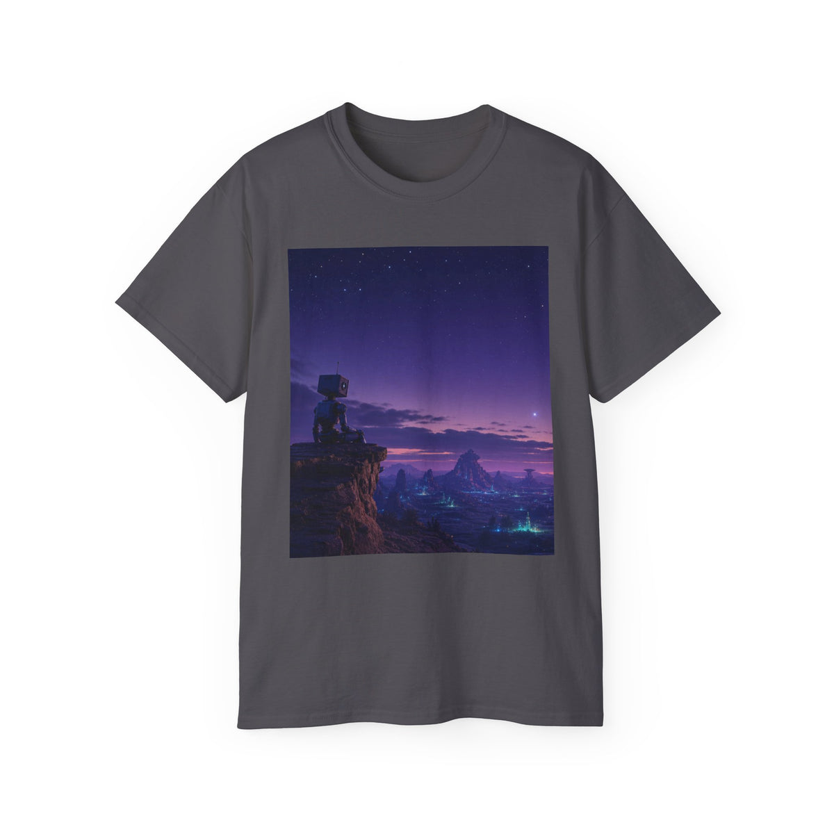 Robot Purple Mountain Landscape T-Shirt