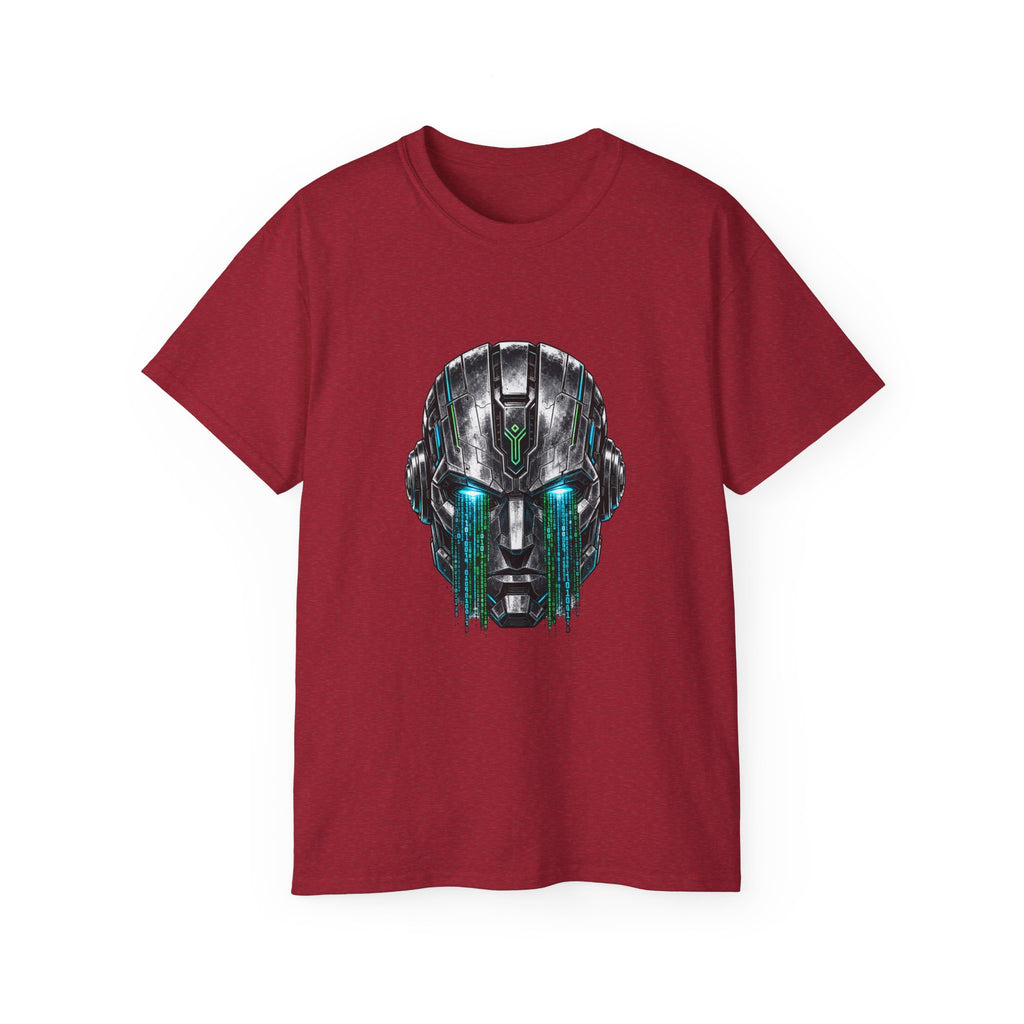 Robot Head Tee | Futuristic Robot Face, Dripping Neon Accents