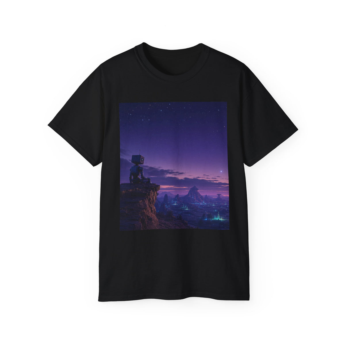 Robot Purple Mountain Landscape T-Shirt
