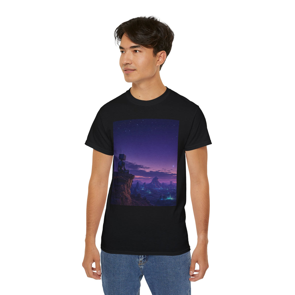 Robot Purple Mountain Landscape T-Shirt