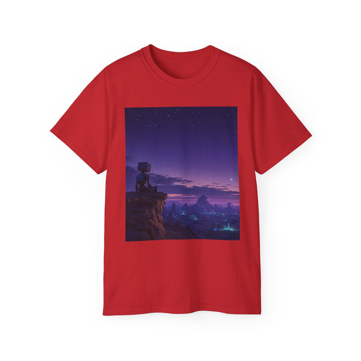 Robot Purple Mountain Landscape T-Shirt